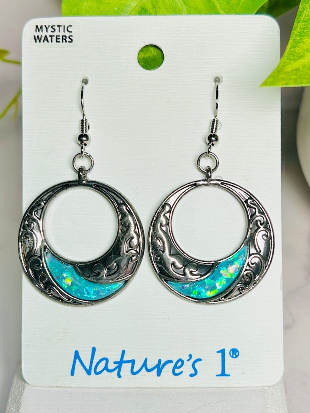 Mystic Waters Inlaid Drop Circle Earrings by Nature’s 1